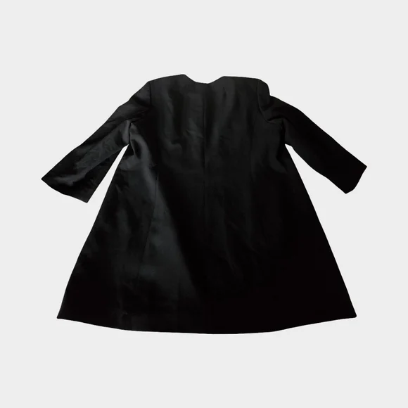 Le Suit Black Long Blazer Collarless Jacket Structured Career Minimalist Open 18 - Picture 10 of 16